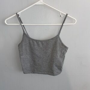 grey cropped tank top SHEIN